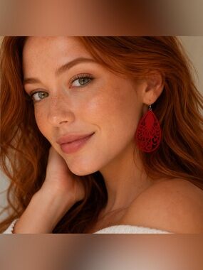 ❤️Beautiful Wooden Filigree Earrings with Hook Backs❤️